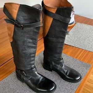 Gorgeous Habanera Italian Soft Leather Two-Tone Boots with Two Buckled Straps